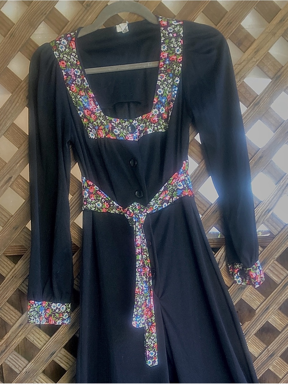 RARE Vintage 1970’s 60s Jumpsuit floral detailing print S cottage disco prairie